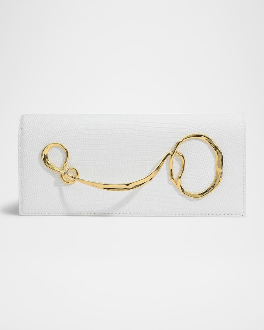 Leather Clutch Bag with Side Handle