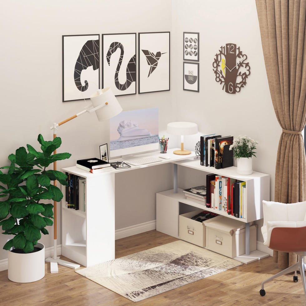 360° Rotating L-Shaped Workstation