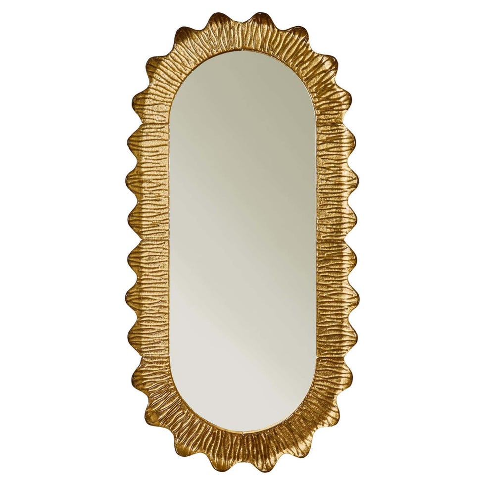 Oval Mirror with Frame in Gilt Murano Glass by Studio Glustin