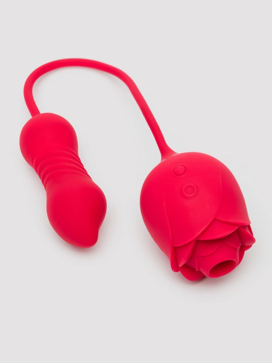 Power Petal 2-in-1 Clitoral Suction Stimulator with Thrusting Egg Vibrator