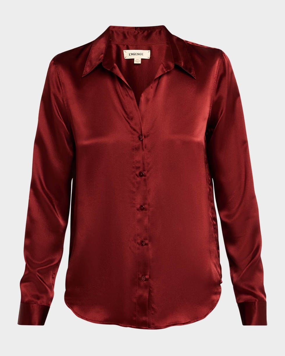 Tyler Button-Front Silk Blouse