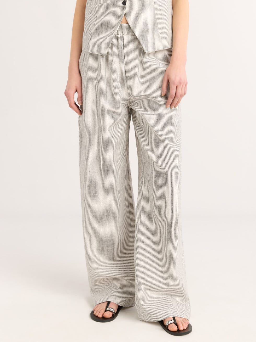 Scoop Women's Linen Blend Wide Leg Pull On Pant