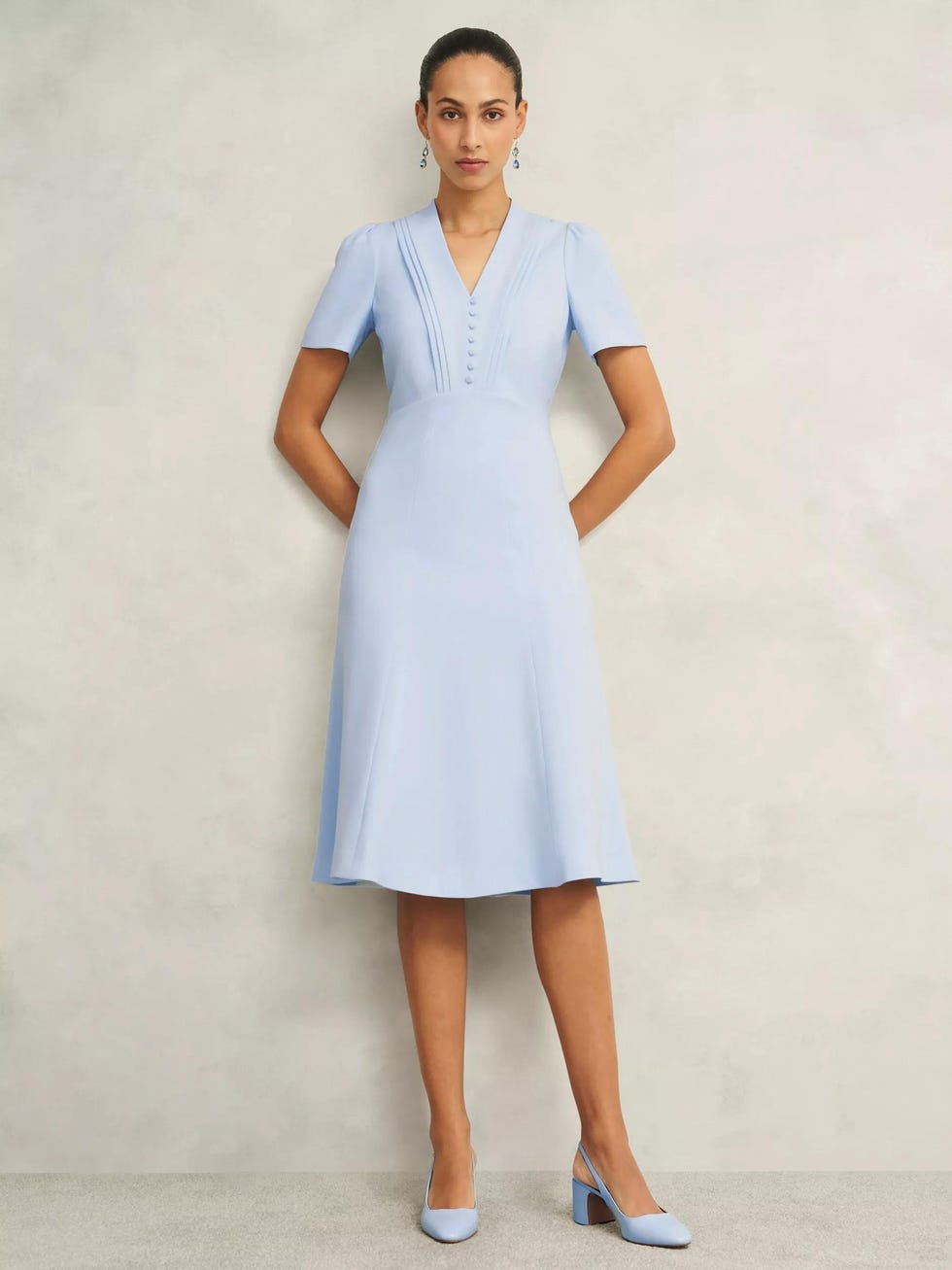 Willa Crepe Dress  Pale Blue