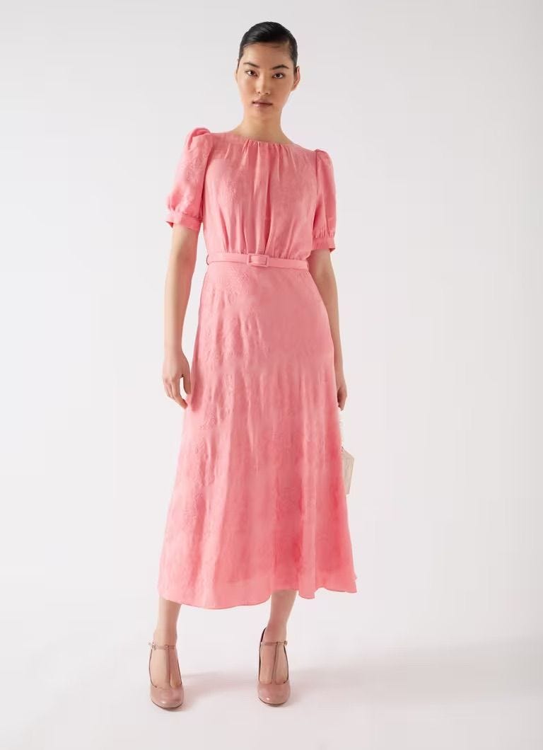 Pearl Viscose Puff Sleeve Dress