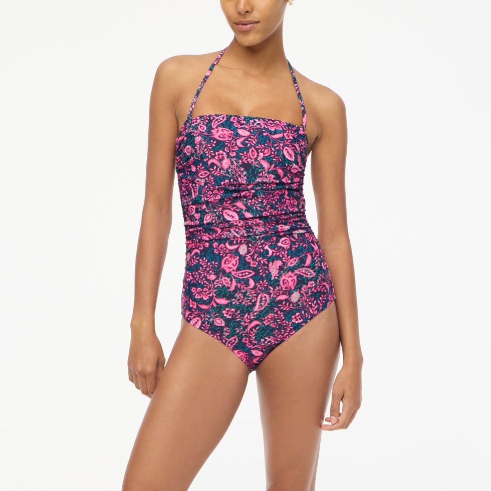 J.Crew Printed Strapless One-Piece Swimsuit