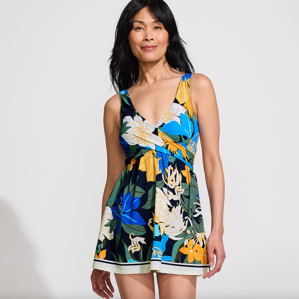 Lands' End Slender Suit Wrap Swim Dress Swimsuit