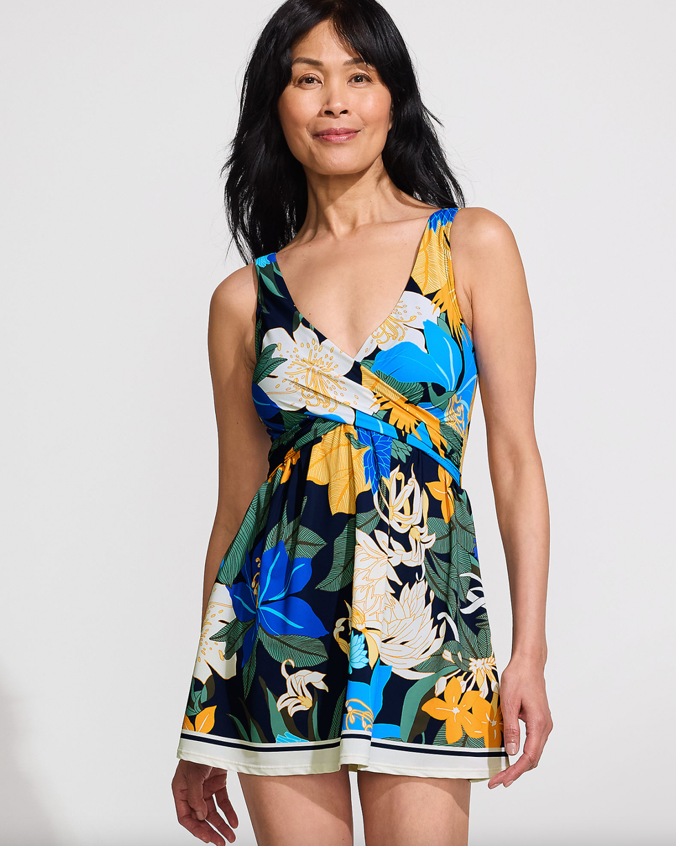 Lands' End Slender Suit Wrap Swim Dress Swimsuit Lands' End Slender Suit Wrap Swim Dress Swimsuit