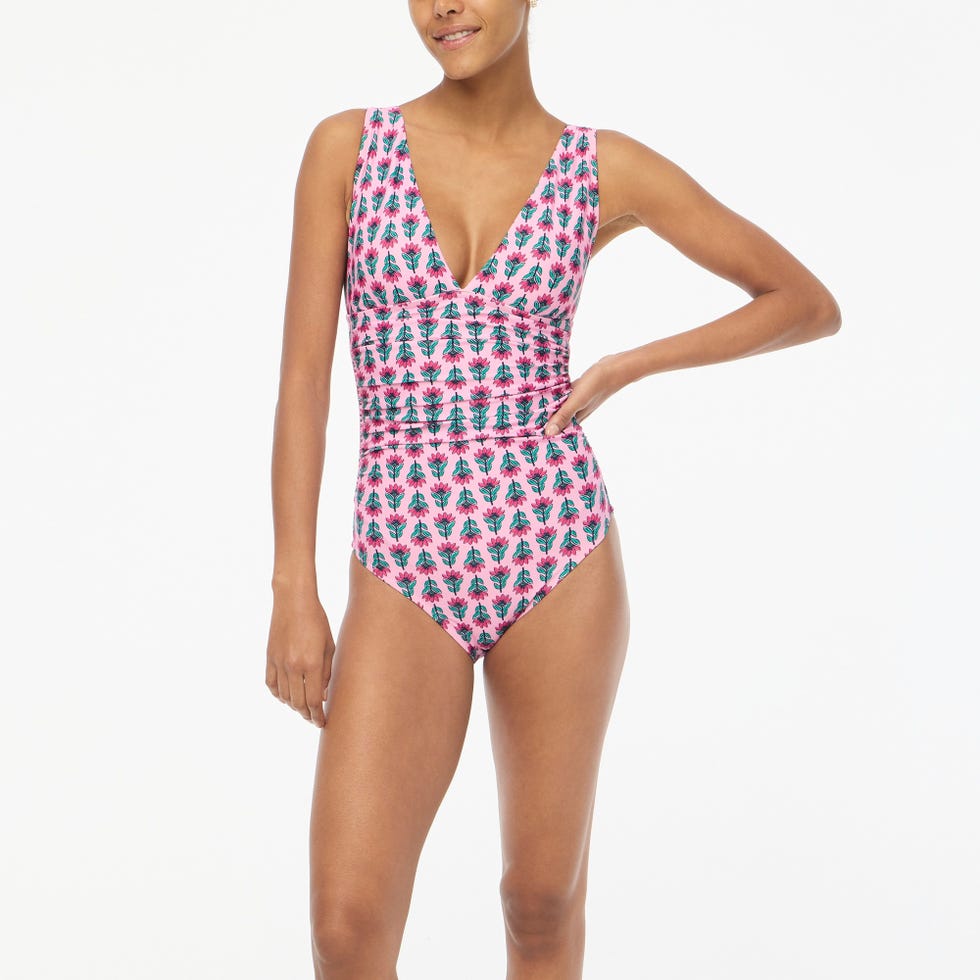 J.Crew Ruched Plunge One-Piece Swimsuit