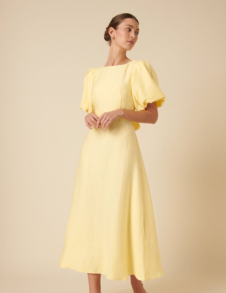 Butter Yellow Puff Sleeve Dress