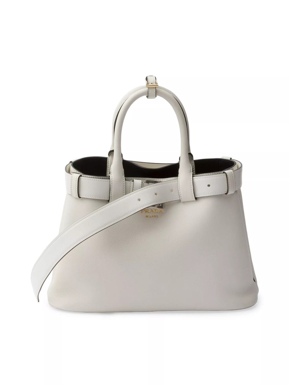 Beak medium -sized leather handbag with belt