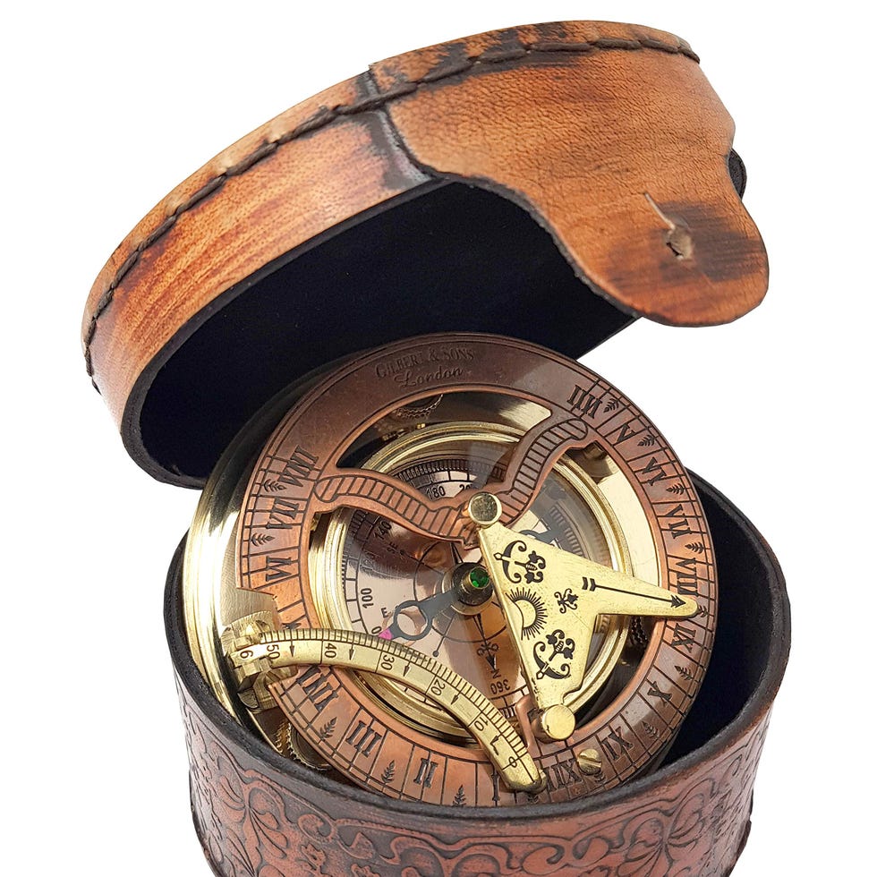 Antique Brass and Copper Sundial Compass