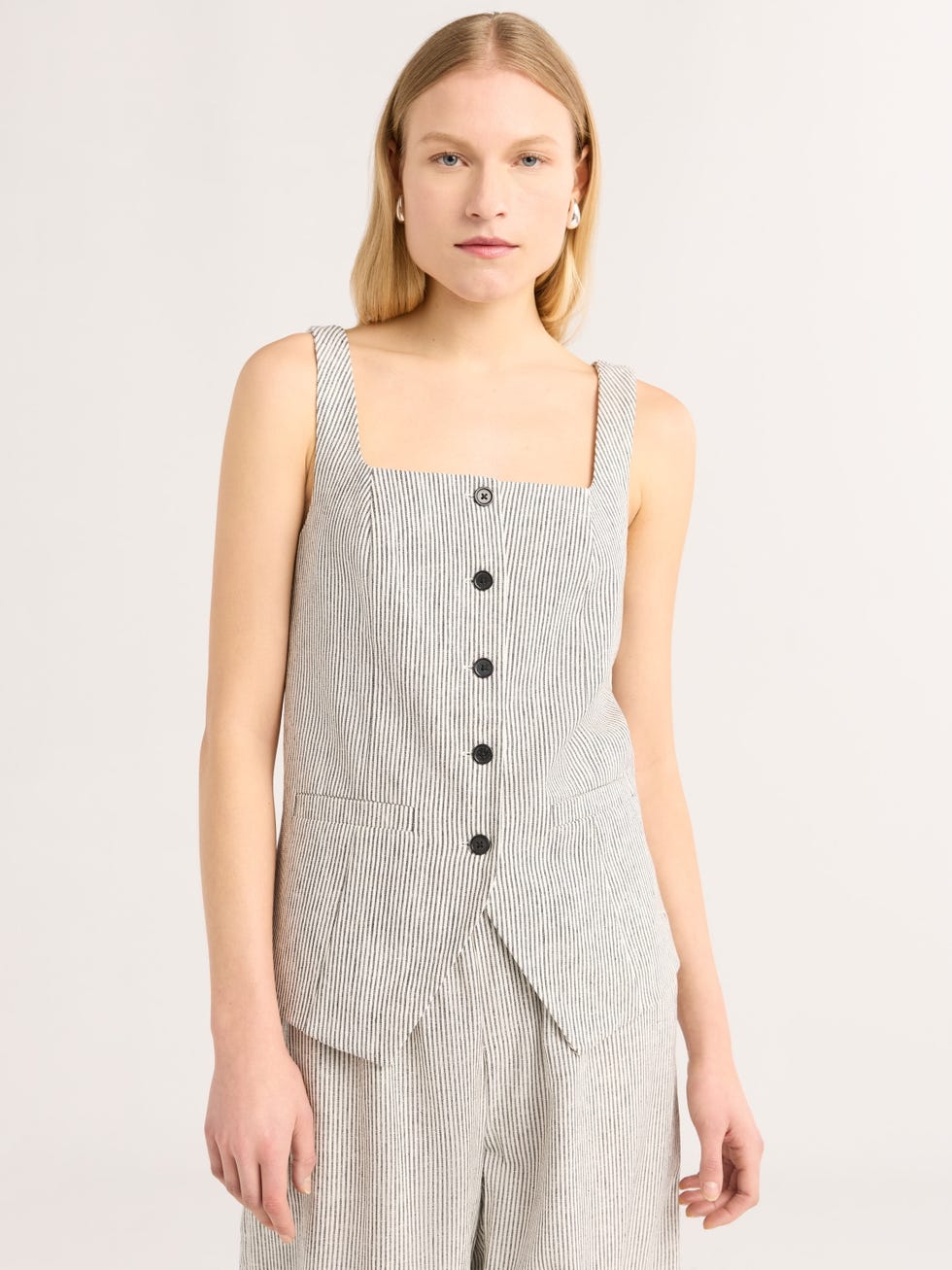 Scoop Women's Linen Blend Longline Vest