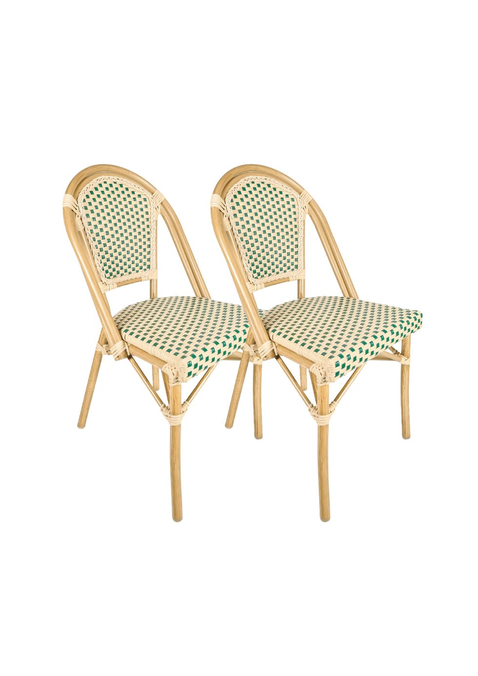 Green Woven Outdoor Chairs (Set of Two)