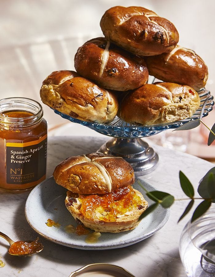 No.1 Apricot & Stem Ginger Hot Cross Buns 4pk
