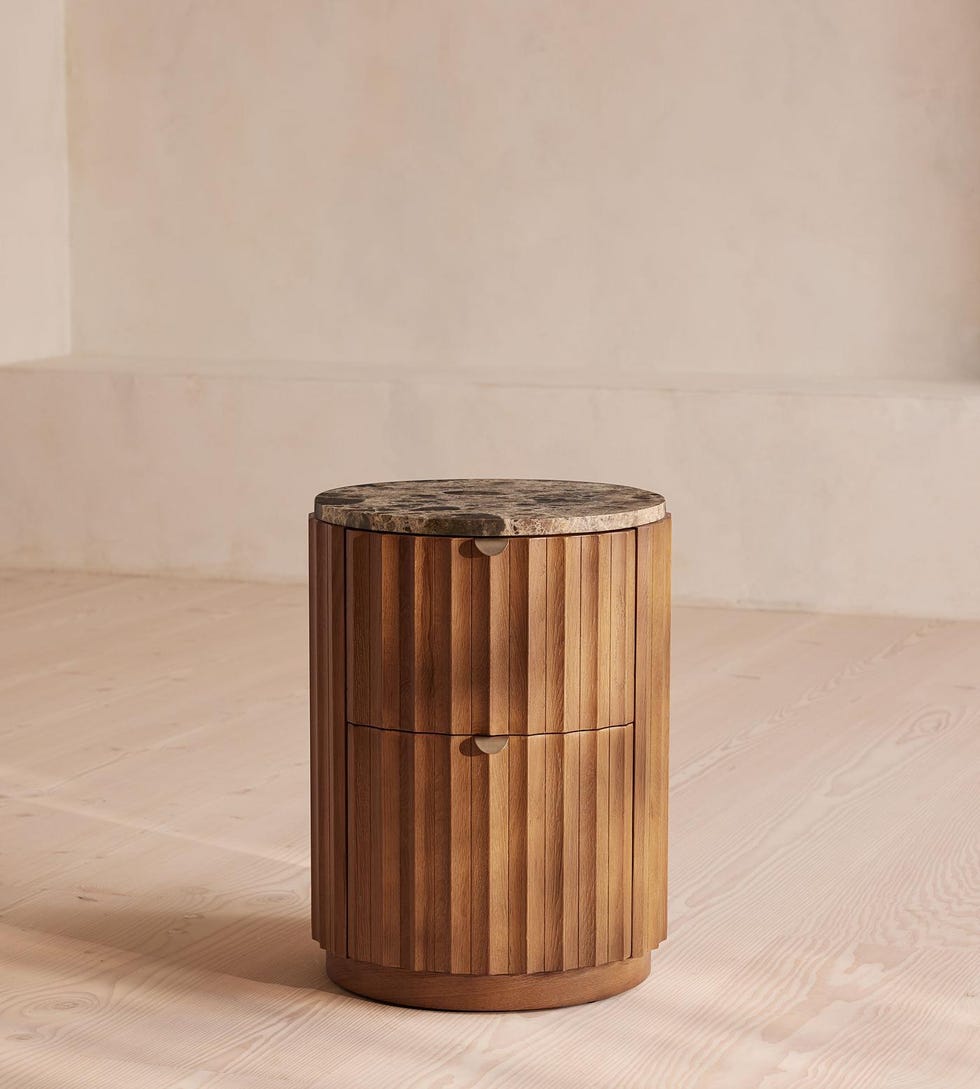 Railton Bedside Table, Dark Emperador Marble