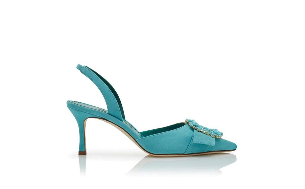 Gibsli Suede Pearl Buckle Slingback Pumps