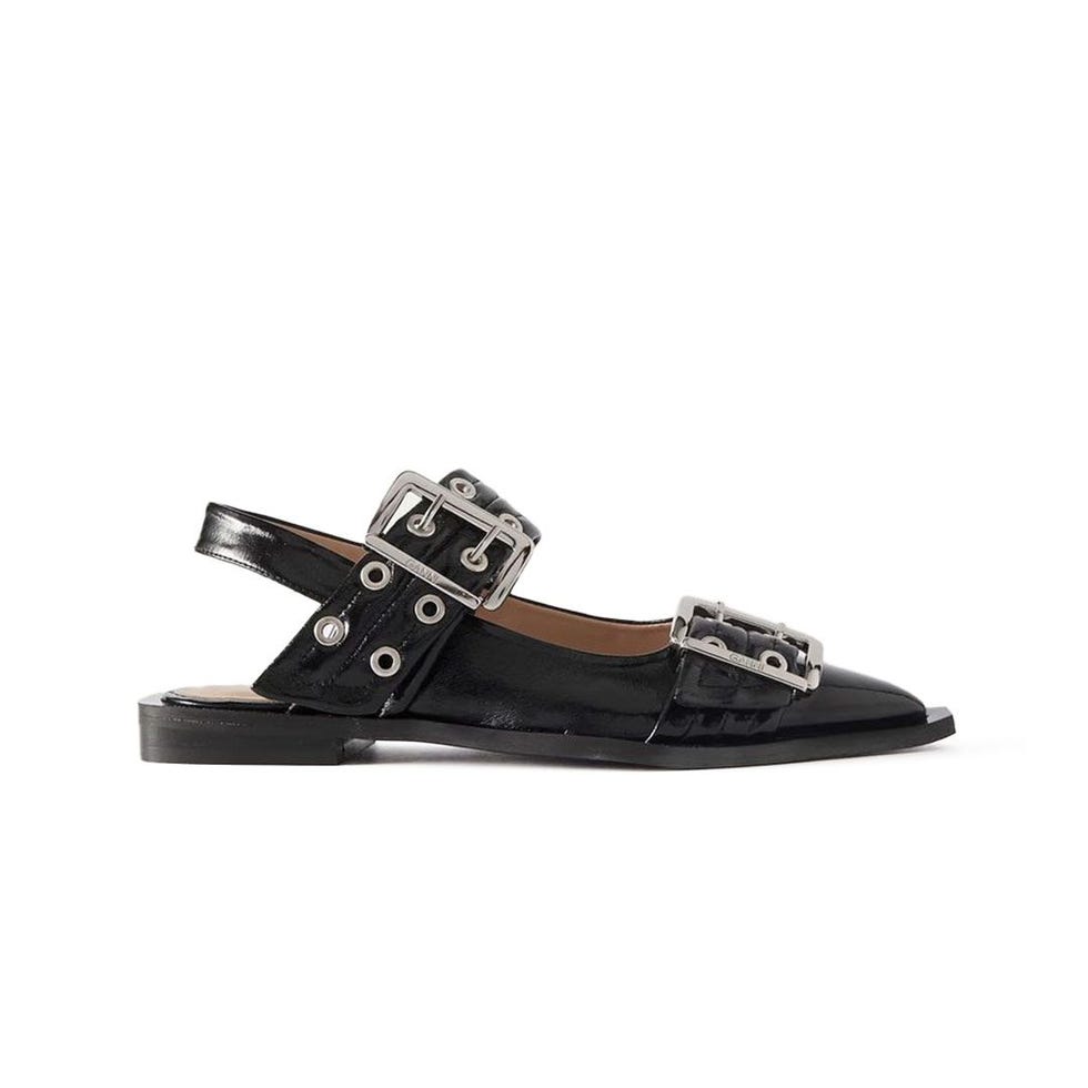 Wide Welt Buckle Ballerina Flats
