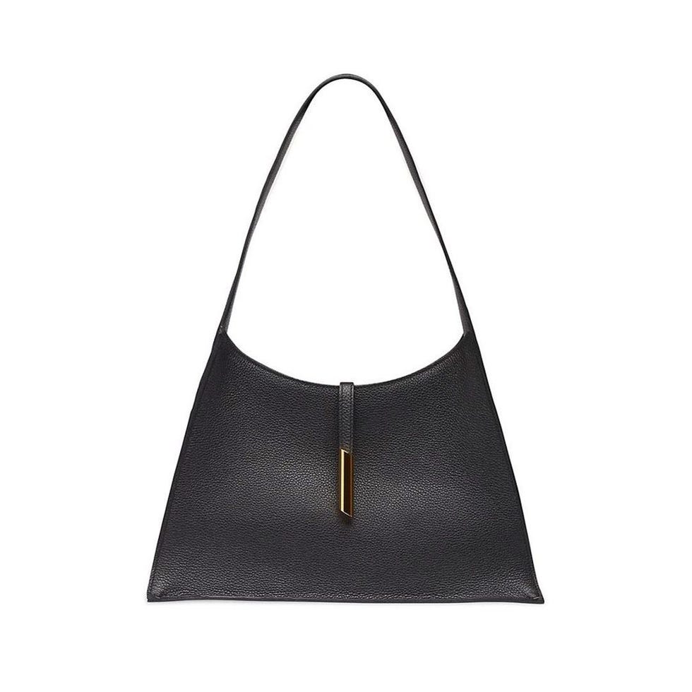 Pointy Grained Leather Shoulder Bag