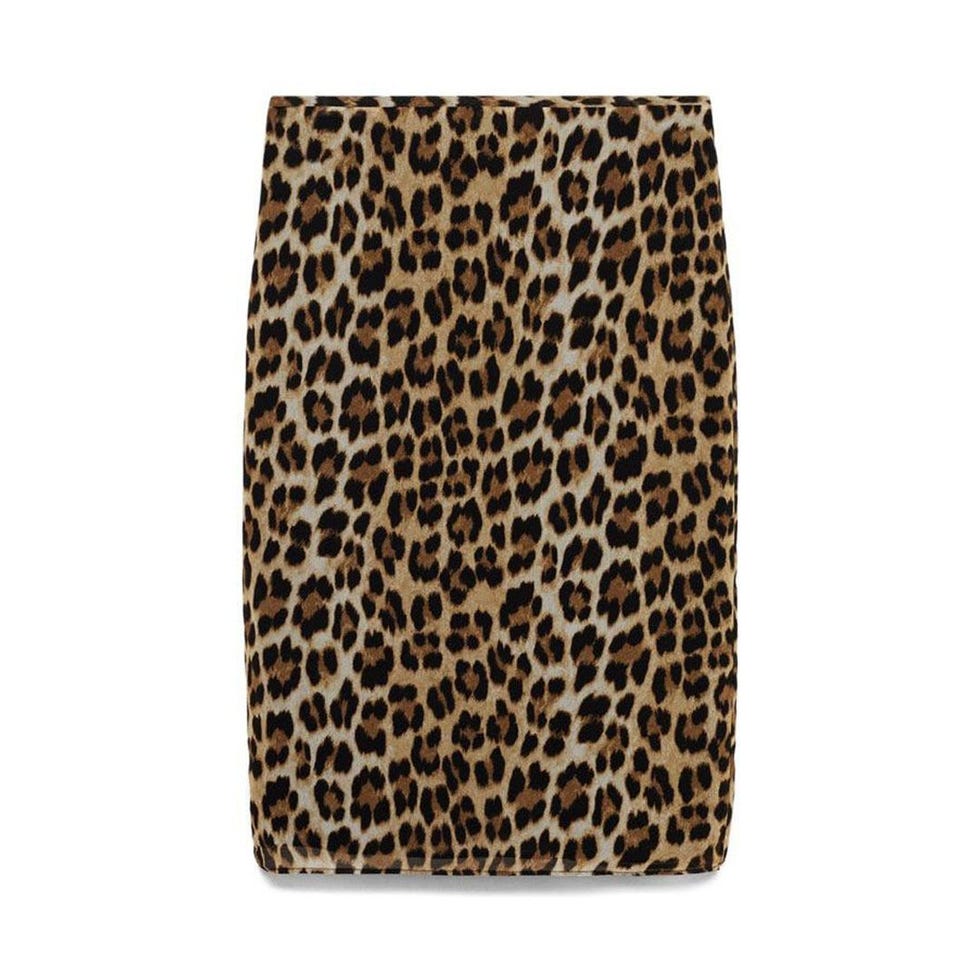 Leopard Print Mesh Midi Skirt