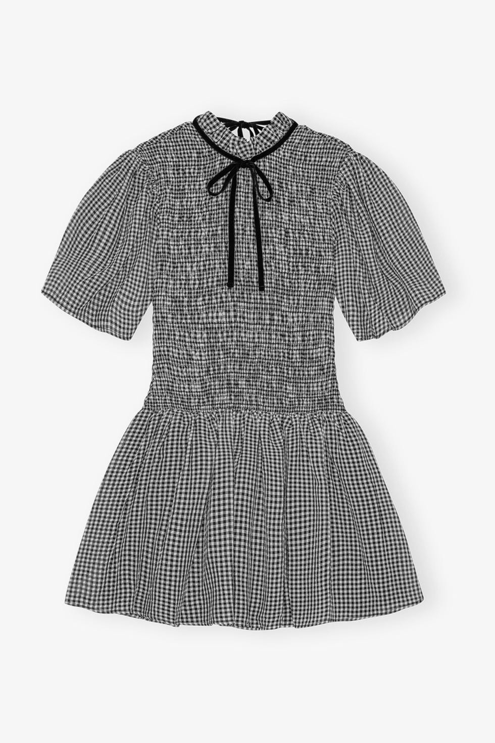 Mere check mini smock dress