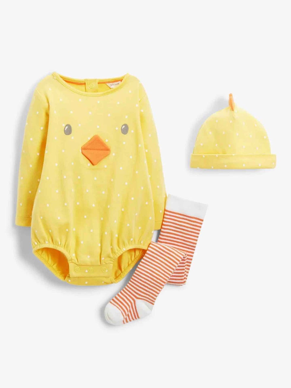 Baby Organic Cotton Chick Romper Hat Socks Set Yellow