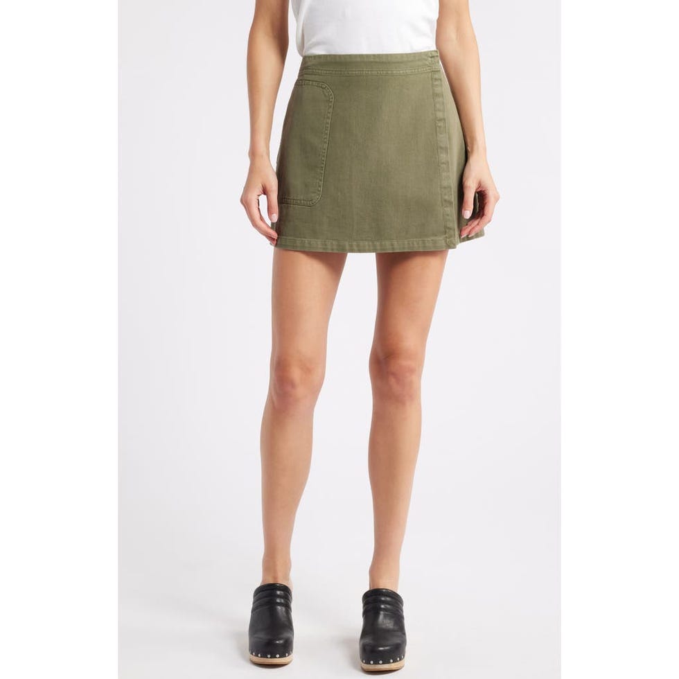 Wash Effect Cotton Utility Miniskirt
