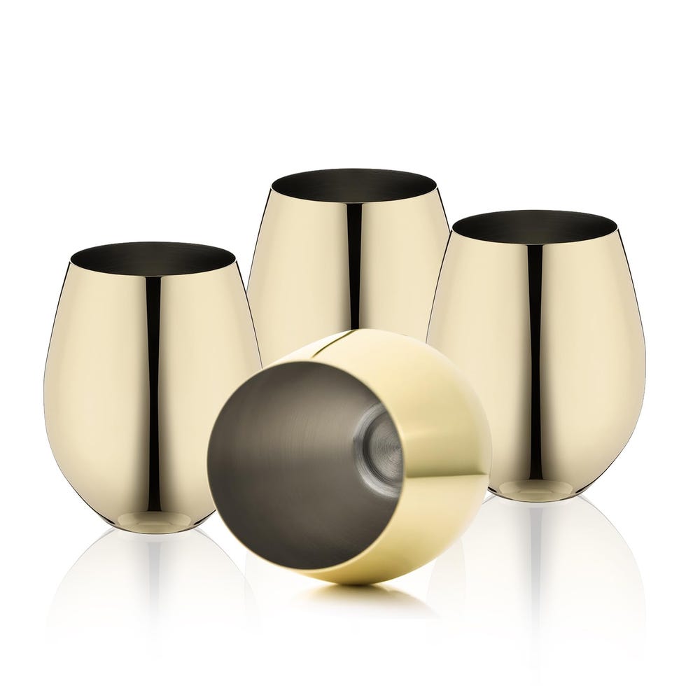  Set of 4 Gold Wine Glasses
