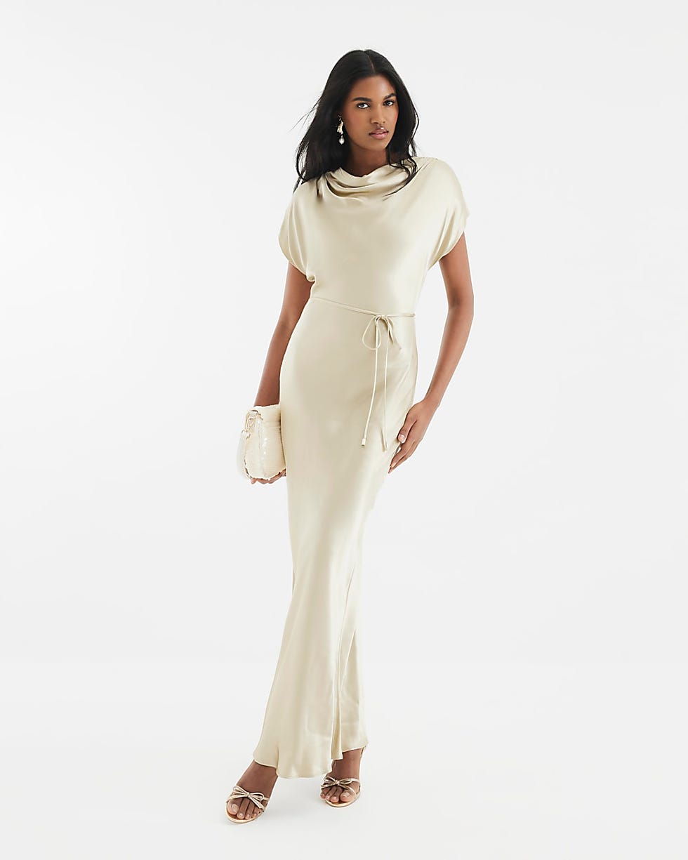 Gold Cowl Neck Maxi Dress