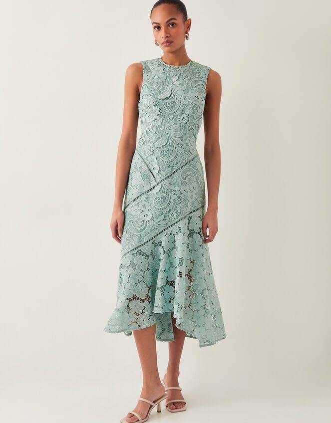 Gianna Sleeveless Lace Midi Dress Green