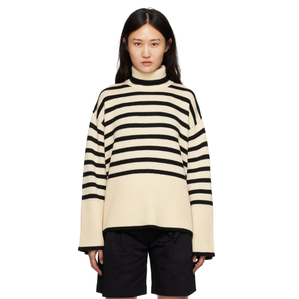 Beige Signature Stripe Turtleneck Beige Signature Stripe Turtleneck