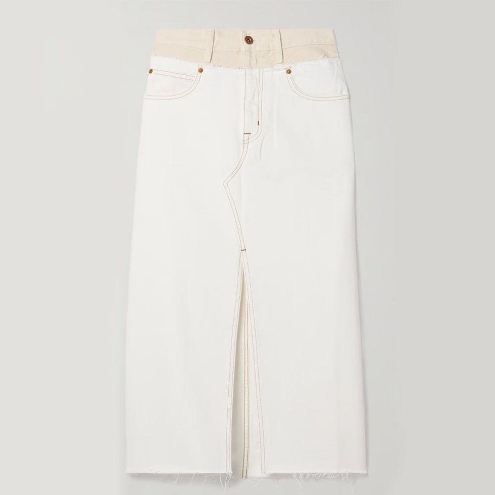 Dallas Frayed Paneled Denim Midi Skirt Dallas Frayed Paneled Denim Midi Skirt