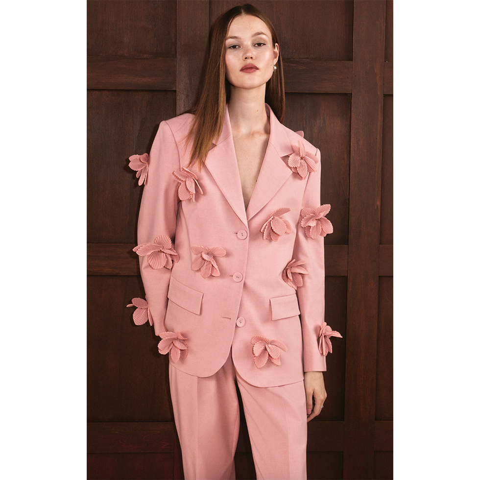 Floral-Appliqué Blazer