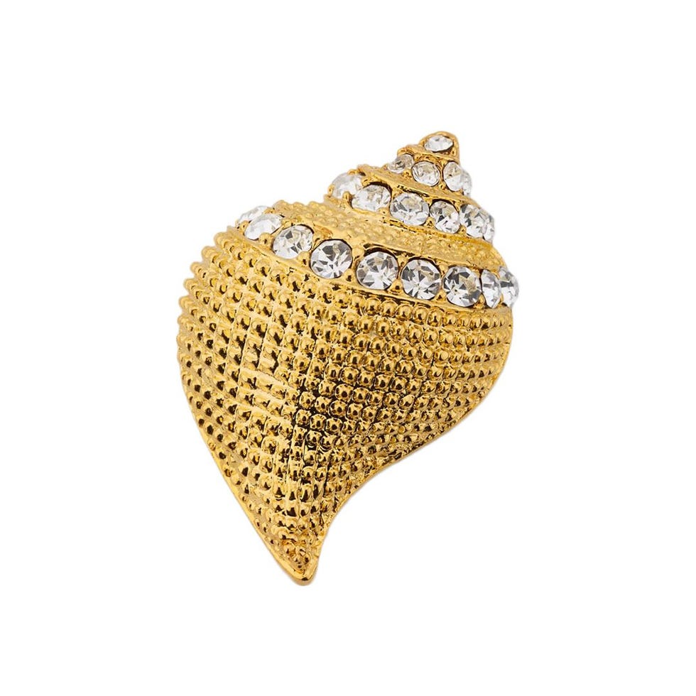 Seashell with Crystal Accent Pin