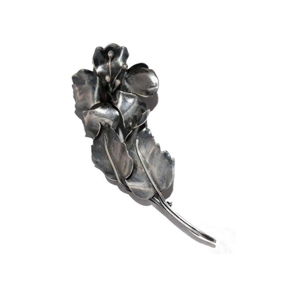 Vintage 1940s Sterling Silver Flower Pin