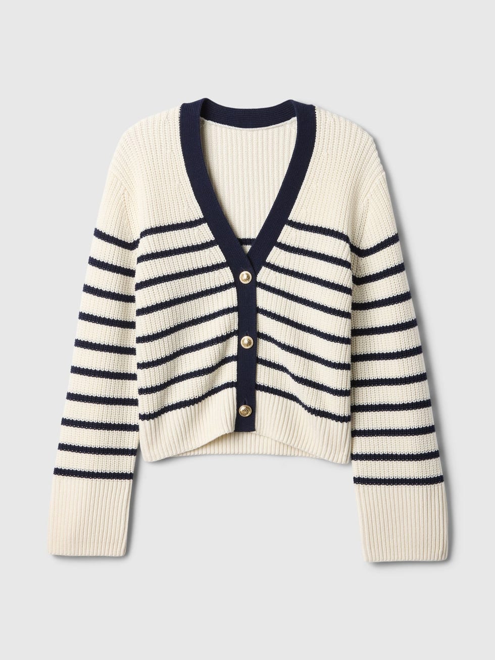 Cream & Black Stripe V-Neck Cardigan