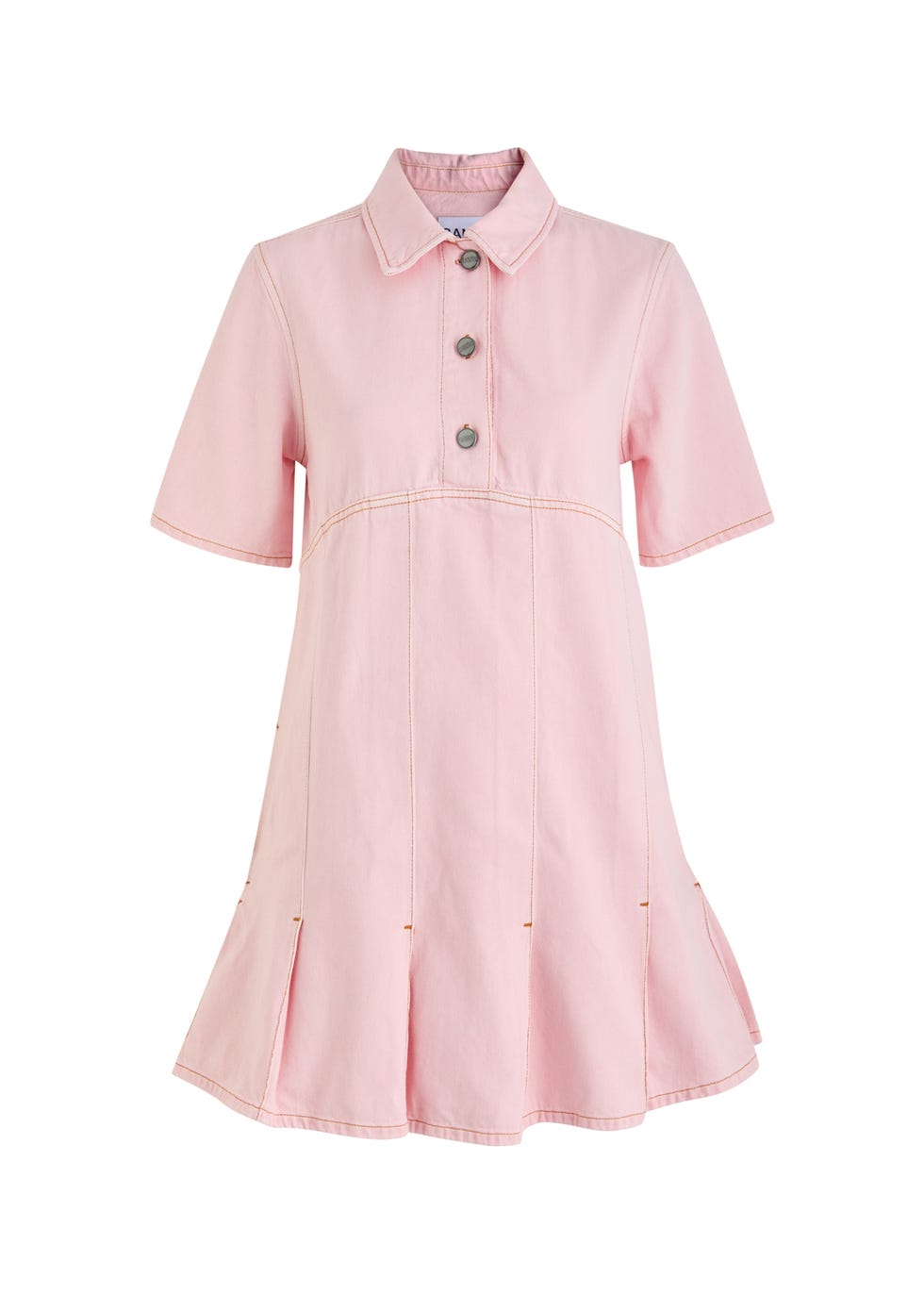 Pleated Denim Mini Dress