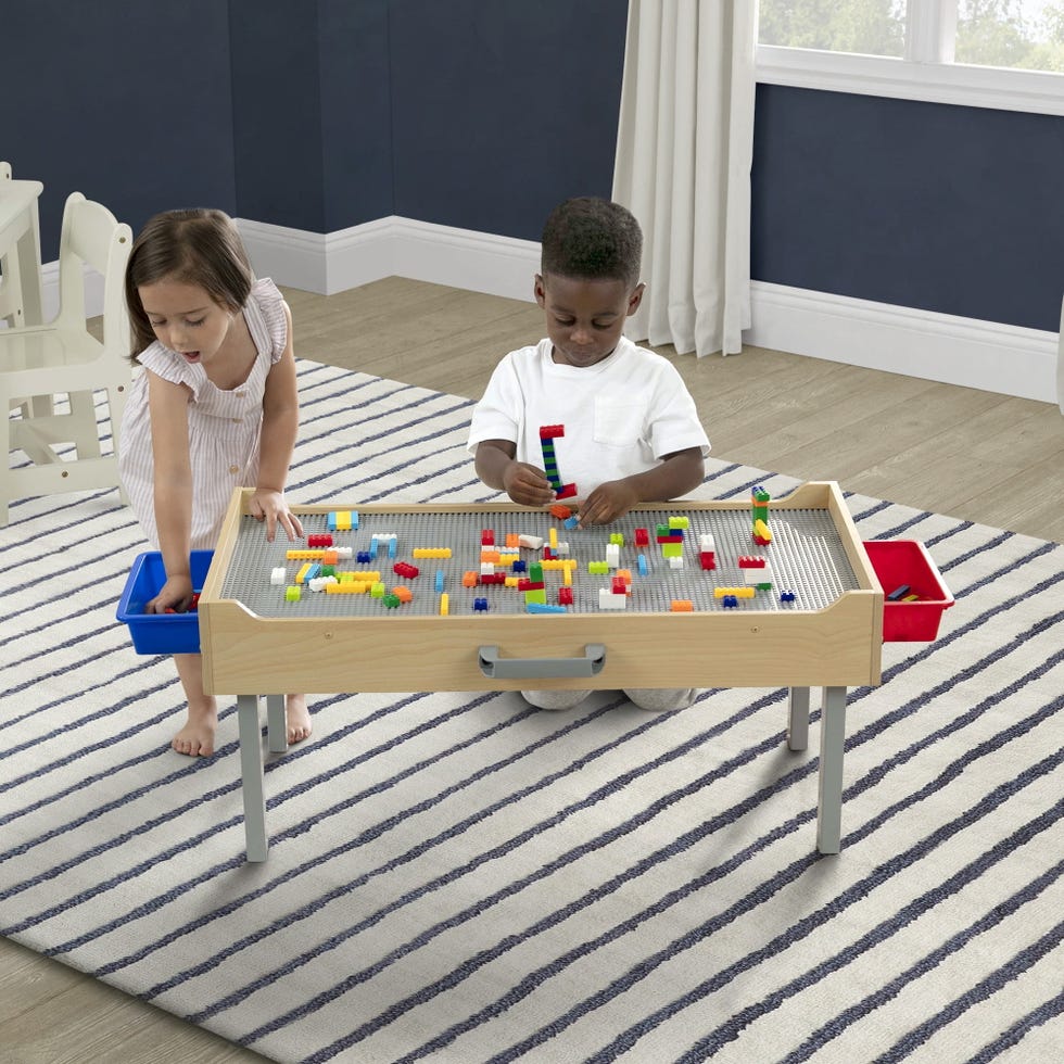 Wooden Play N Store Building Bricks Play Table