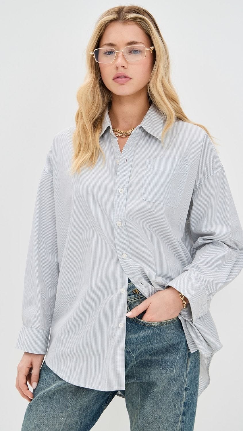 Oversize Oxford Button-Up Shirt 