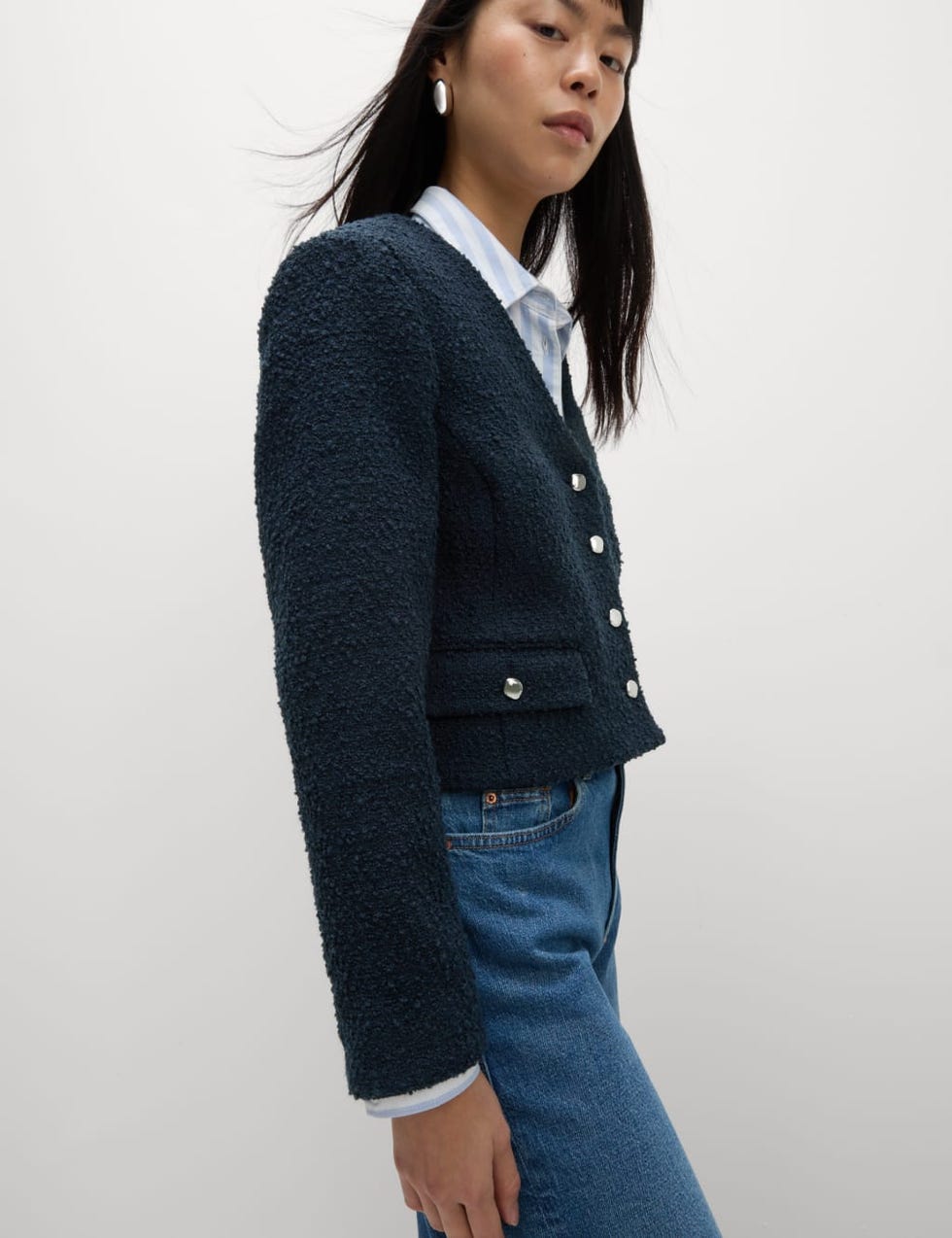 V-neck jacket with wool