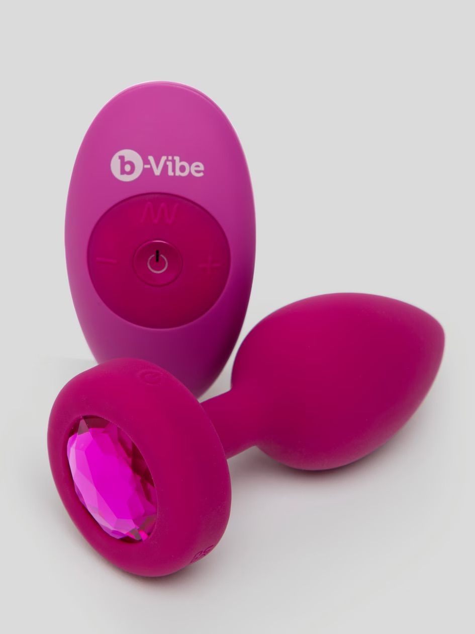 Remote Control Rechargeable Vibrating Silicone Jewelled Butt Plug