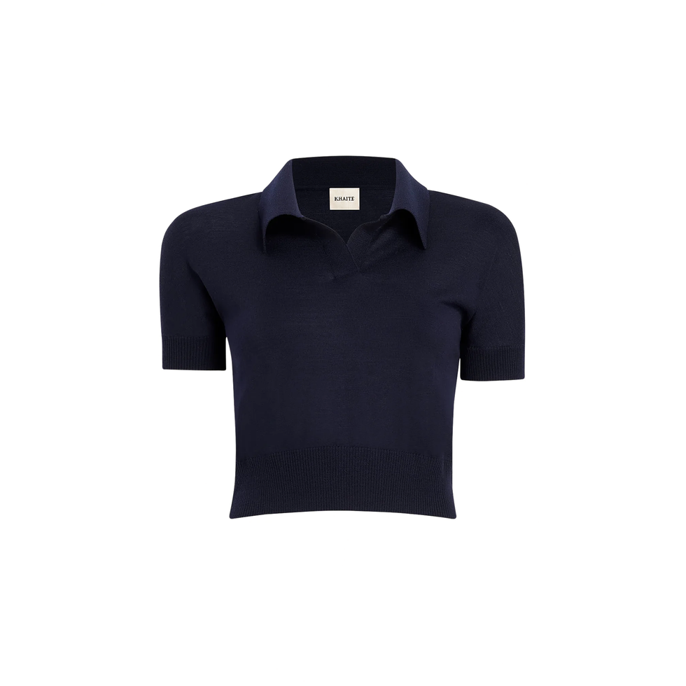 Morgane Short-Sleeve Crop Polo Top