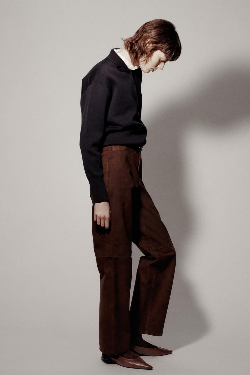 Suede leather trousers
