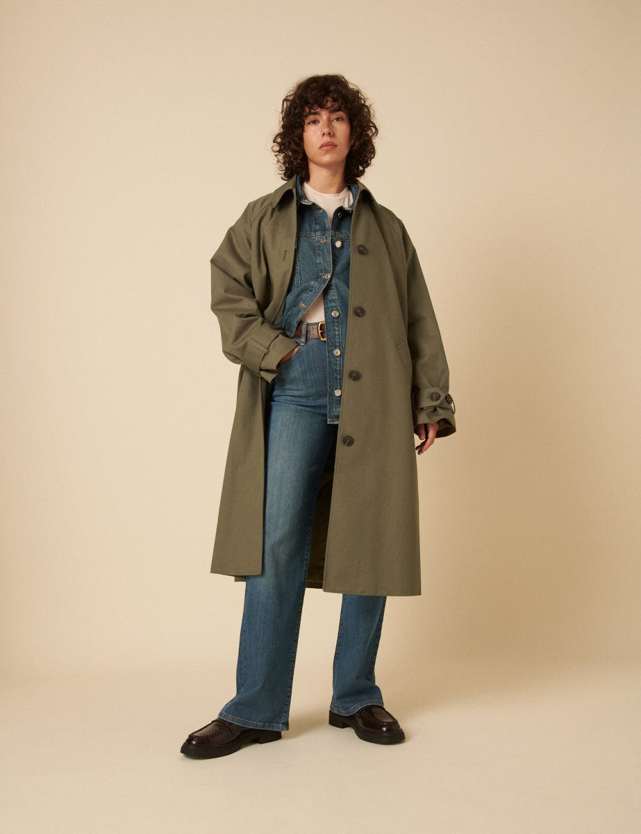 Khaki Single Breasted Trench Coat
