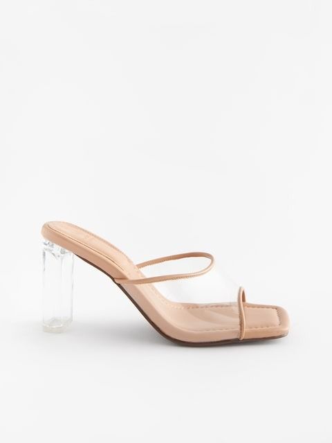 Clear Forever Comfort Vinyl Block Heel Mules