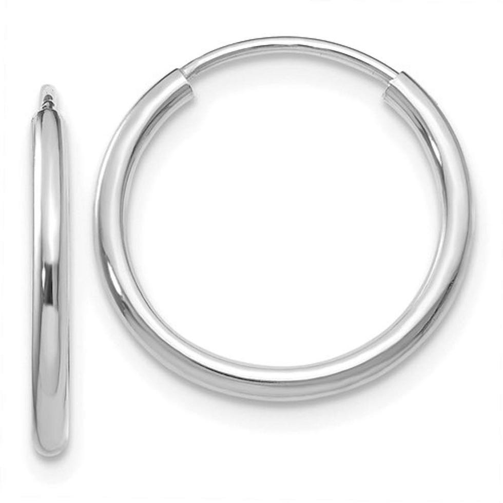 14K White Gold Endless Hoop Earrings