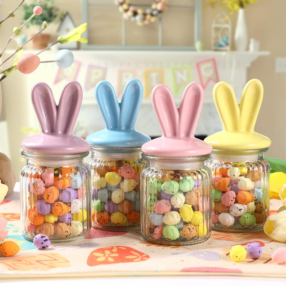 Glass Jars with Ceramic Bunny Ear Lid (x4)