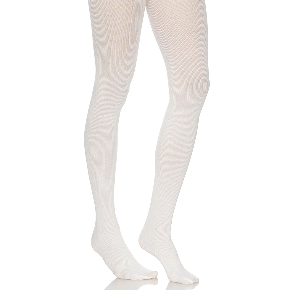 Cotton Rib Tights in White