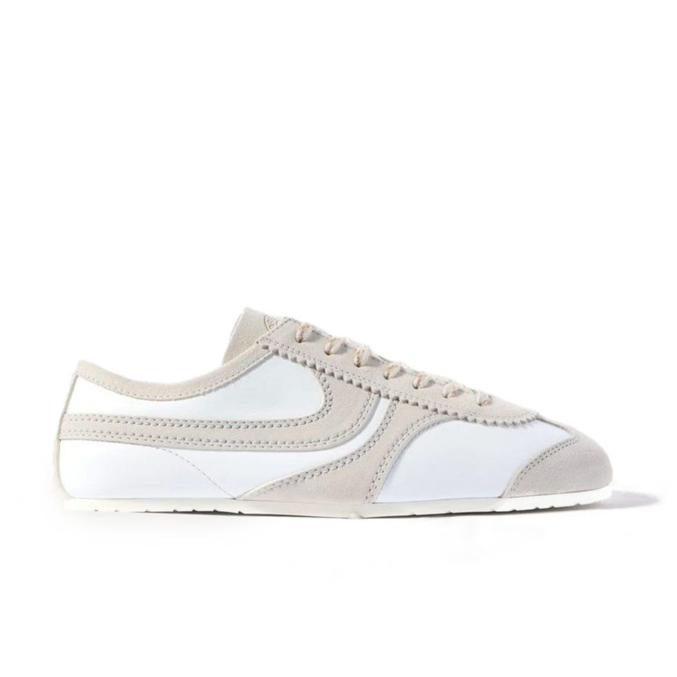 Suede-Trimmed Leather Trainers