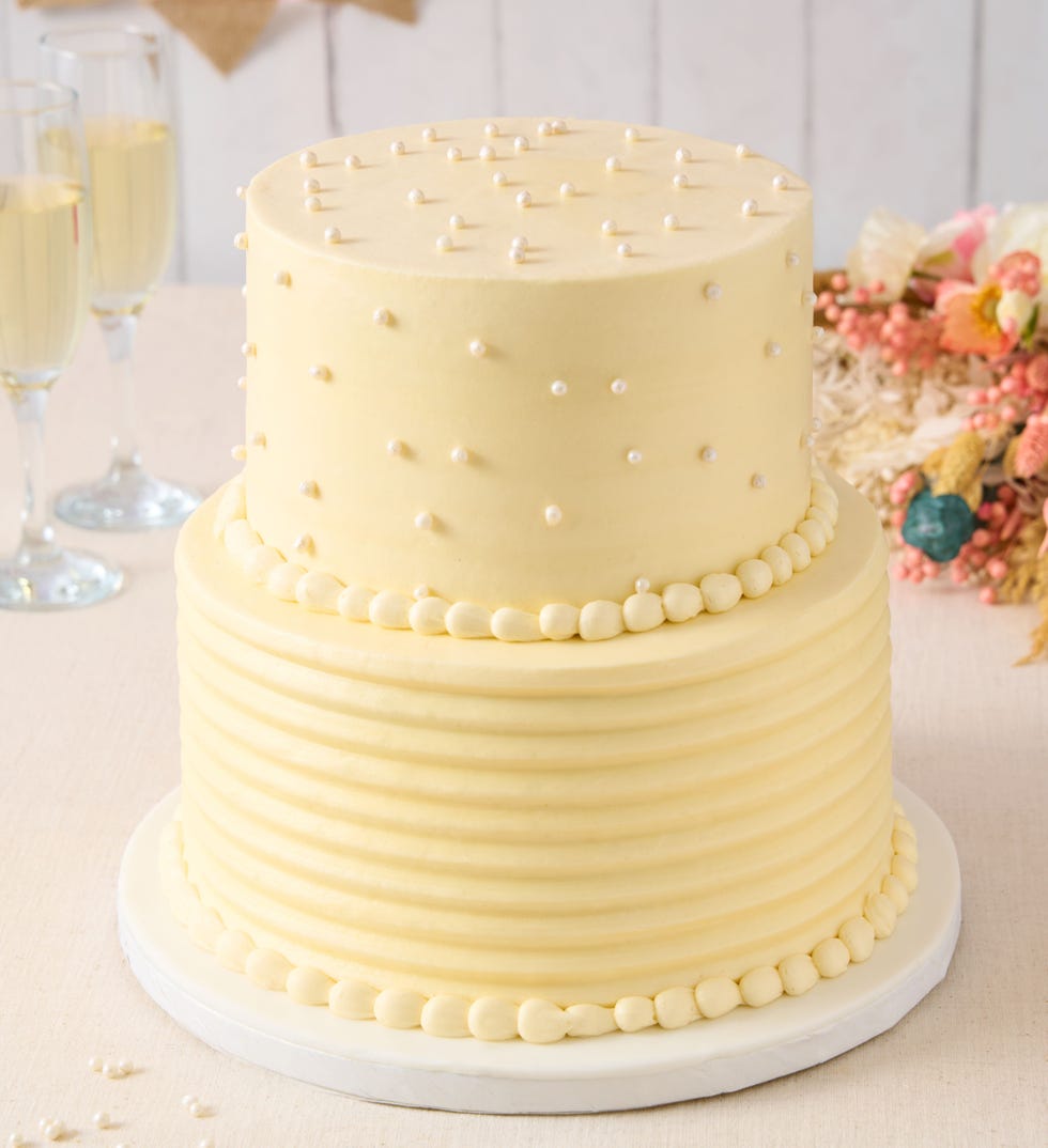 Two Tier Ivory Pearl Wedding Cake