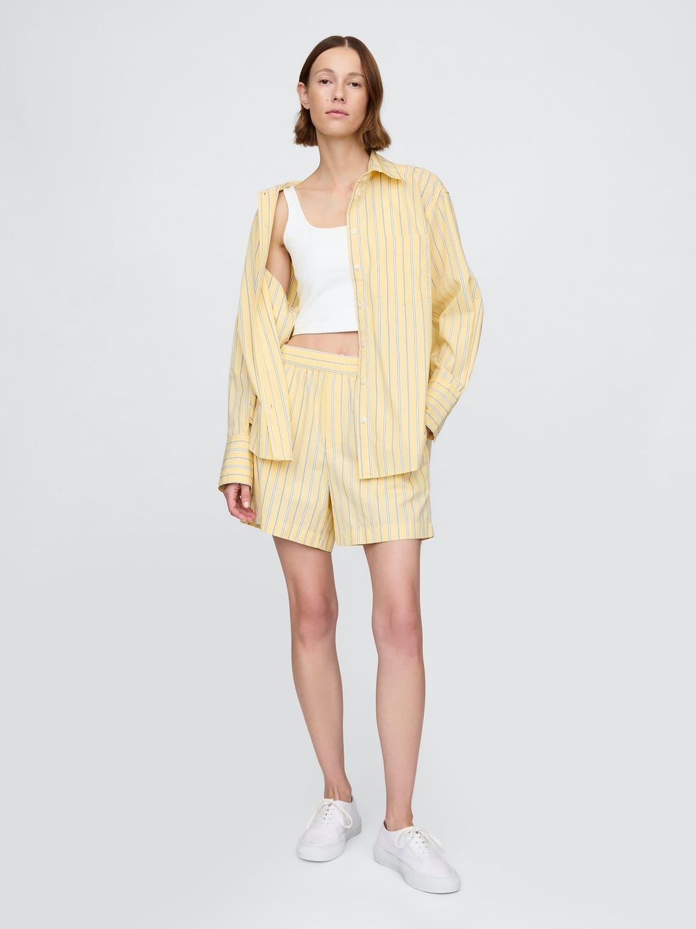 Yellow organic cotton poplin boxer shorts